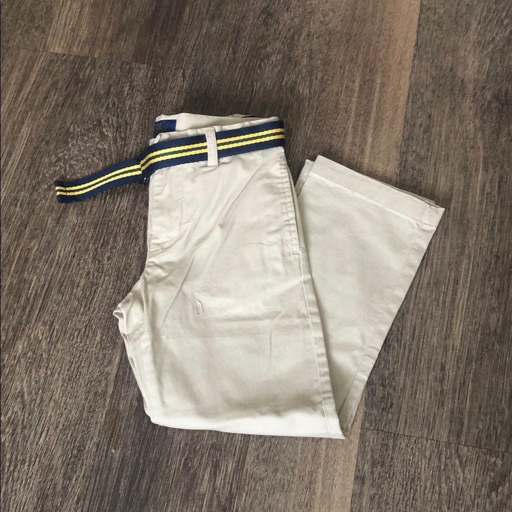 Polo Ralph Lauren Kids Khaki Chino Pants in Cream with Striped Belt